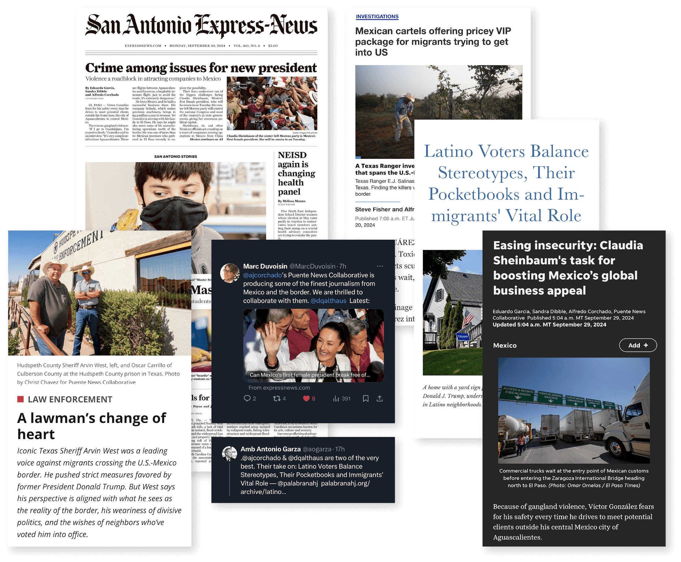 Puente News Collaborative newspaper articles collage